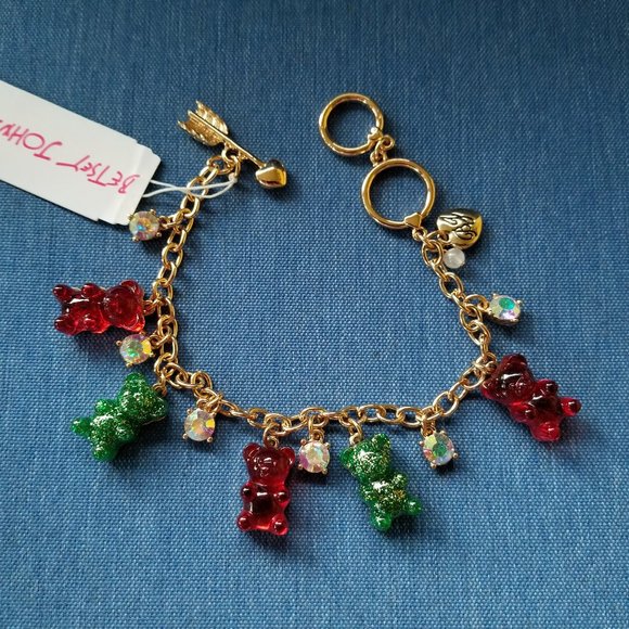 🧸🎄Betsey Christmas Holiday SPARKLE Gummy Bear Charm Bracelet - NWT🎄🧸 - Picture 2 of 8